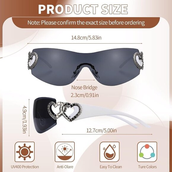 Y2K Sunglasses Women Men UV400 Wrap Retro 90s 2000s Party Accessory main image 7